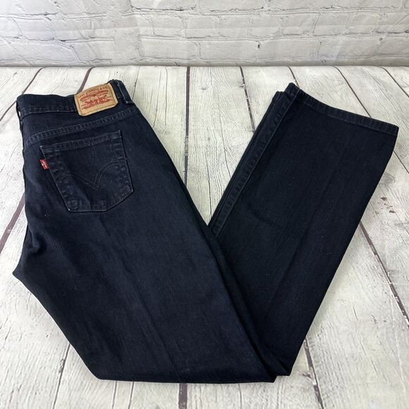 Levis 515 Jeans Womens 6M Black Denim Boot Cut Mid Rise Cotton Stretch Dark Wash - Picture 1 of 13